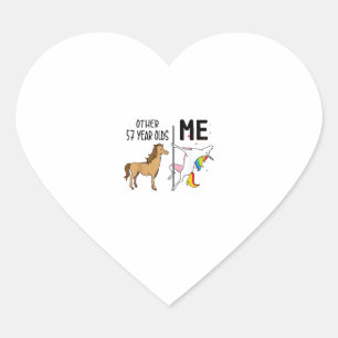 Sticker Cœur Cadeau d'anniversaire d'autres licornes de 57 ans 