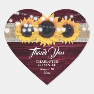 Sticker Cœur Cadeau de mariage Tournesol en dentelle de toile d