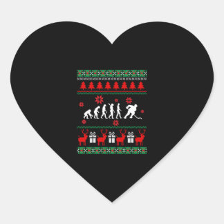 Sticker Cœur Cadeau de Noël moche Sweater Hockey xmas cadeau pr