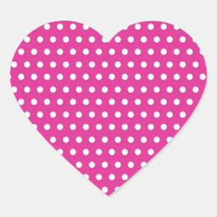 Sticker Cœur Cadeau fuchsia et blanc de roses indien de pois de