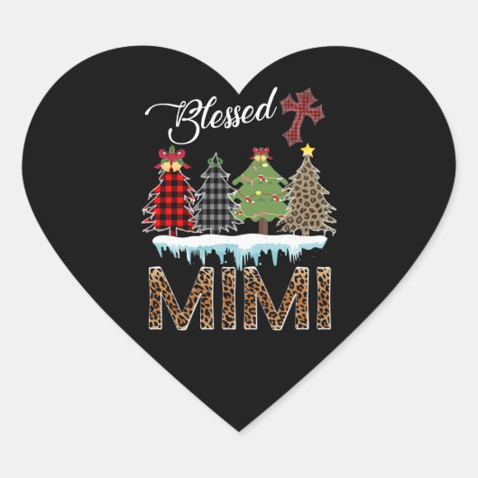 Sticker Cœur Cadeau Mimi | Bienheureux Mimi Arbre de Noël Mimi (Devant)