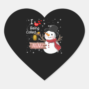 Sticker Cœur Cadeau Mimi J'Aime Être Appelé Mimi Snowman