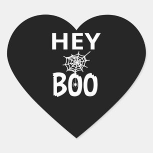 Sticker Cœur Cadeau Spider Hey Boo Halloween Funny Spider Web
