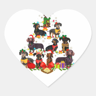 Sticker Cœur Cadeaux Amoureux de les chiens Dachshund Arbre Lum
