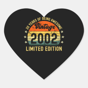 Sticker Cœur Cadeaux de 20e anniversaire vintage 2002 édition l