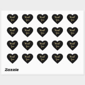 Sticker Cœur Cadeaux de mariage élégants noir or Merci (Feuille)