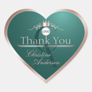 Sticker Cœur Cadre de logo monogramme de remerciement en rose d