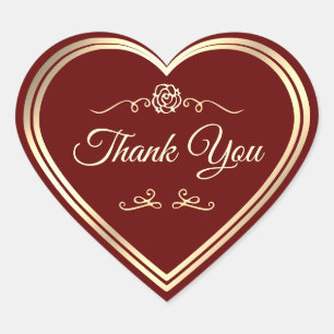 Sticker Cœur Cadre doré rouge profond vintage rose mignonne mer