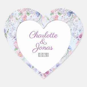 Sticker Cœur Cadre Floral Coloré - Enregistrer La Date