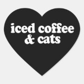 Sticker Cœur Café glacé et chats (Devant)