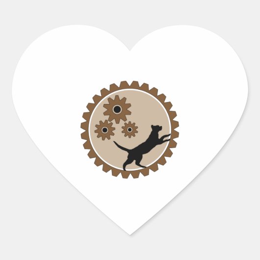 Sticker Cœur cage à moteur pour chien avec roues (Devant)