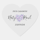 Sticker Cœur Calcomanía Floral en Tonos Lilas (Devant)