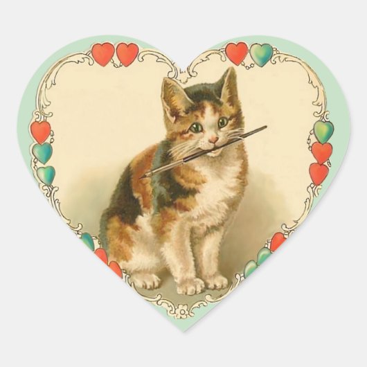 Sticker Cœur Calico Kitten dans le coeur (Devant)