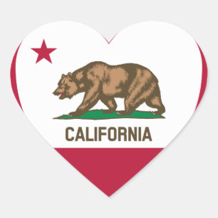Sticker Cœur California Love - California Flag Heart
