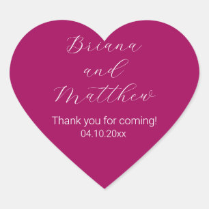 Sticker Cœur Calligraphie de script minimaliste Magenta Faveurs