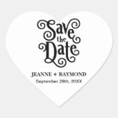 Sticker Cœur Calligraphie romantique Mariage Enregistrer la dat (Devant)