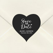 Sticker Cœur Calligraphie simple Noir Mariage Enregistrer la da