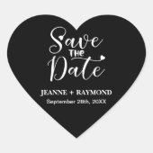 Sticker Cœur Calligraphie simple Noir Mariage Enregistrer la da (Devant)