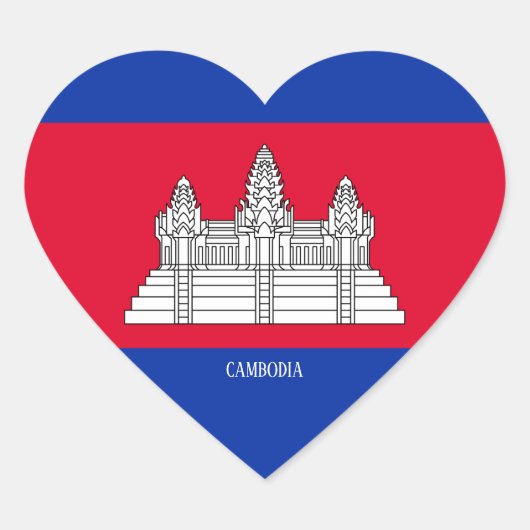 Sticker Cœur Cambodge Drapeau splendide patriotique (Devant)