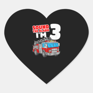 Sticker Cœur Camion d'incendie 3 ans pompier 3e anniversaire