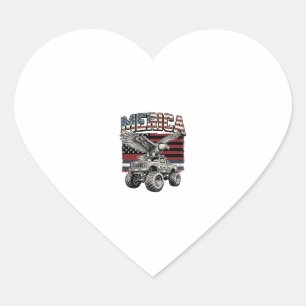 Sticker Cœur Camion Monstre Aigle Américain Vintage Patriotique