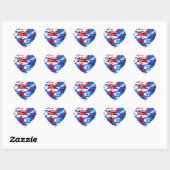 Sticker Cœur Camo rouge blanc et bleu (Feuille)