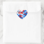 Sticker Cœur Camo rouge blanc et bleu (Sac)