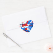 Sticker Cœur Camo rouge blanc et bleu (Enveloppe)