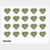 Sticker Cœur Camouflage numérique en bois à 8 bits / Camo (Feuille)