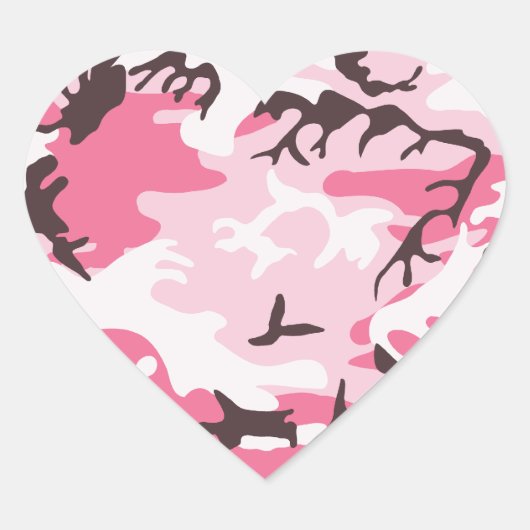 Sticker Cœur Camouflage rose (Devant)