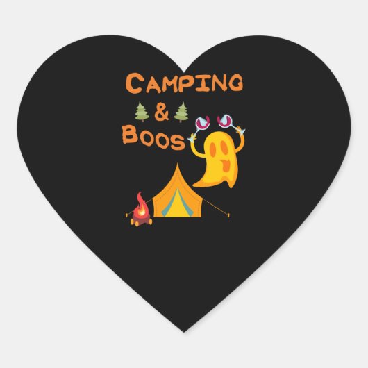 Sticker Cœur Camping & Boos Ghosts Vin Camping Halloween (Devant)