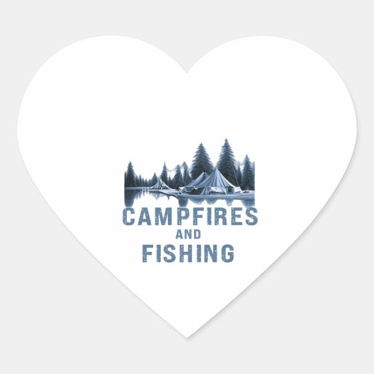 STICKER CŒUR CAMPING ET PÊCHE (Devant)