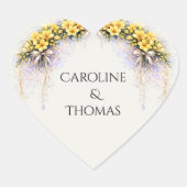 Sticker Cœur Canary Yellow Romantic Freesia Floral Wedding (Devant)