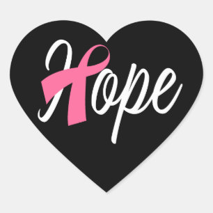 Sticker Cœur Cancer du sein Pink Ribbon Sensibilisation HOPE