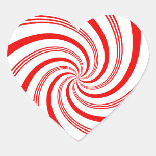 Sticker Cœur Candy Cane Twirl