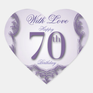 Sticker Cœur Capteur Vintage violet à 70e anniversaire Coeur
