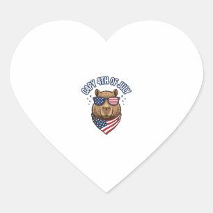 Sticker Cœur Capy 4 juillet Conception vectorielle de capybara