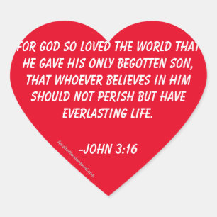 Sticker Cœur Car Dieu a tant aimé le monde Jean 3:16
