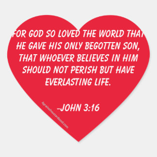 Sticker Cœur Car Dieu a tant aimé le monde Jean 3:16