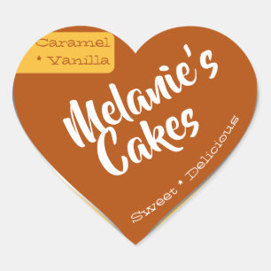 Sticker Cœur Caramel Jaune Brown Cuisine sur mesure Emballage d