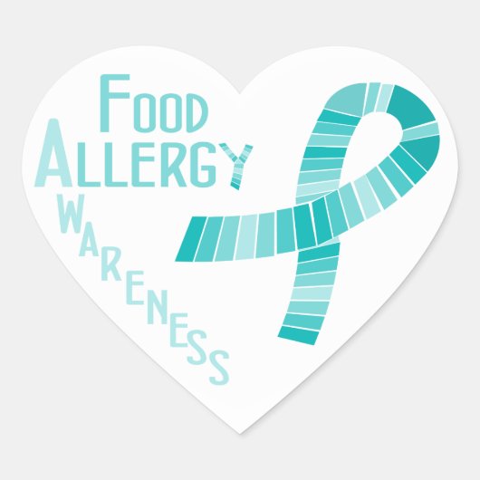 Sticker Cœur Carbone Turquoise de sensibilisation aux allergies (Devant)
