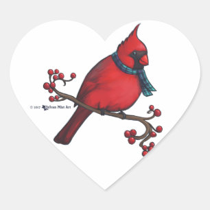 Sticker Cœur Cardinal de Noël