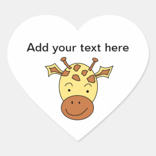 Sticker Cœur Caricature de la Giraffe mignonne.