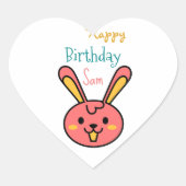 Sticker Cœur Caricature lapin de Pâques (Devant)