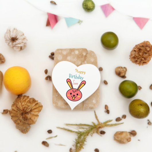 Sticker Cœur Caricature lapin de Pâques