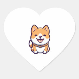 Sticker Cœur Caricature mignonne Shiba Inu