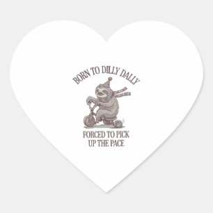 Sticker Cœur Caricature moto Lazy Sloth Retro