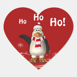 Sticker Cœur Caricature Noël du Père Noël Penguin