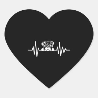Sticker Cœur Carlin Chien Heartbeat | Face de Carlin mignonne