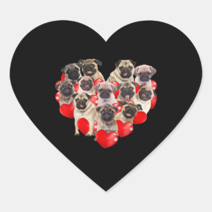 Sticker Cœur Carlin de jour de la Saint Valentin Chien Coeur Ch